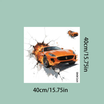 3D Creative Wall Decal Sticker Car Theme Home Decor Wall Mural Fire Flame Design Self-Adhesive Bedroom Room Decoration