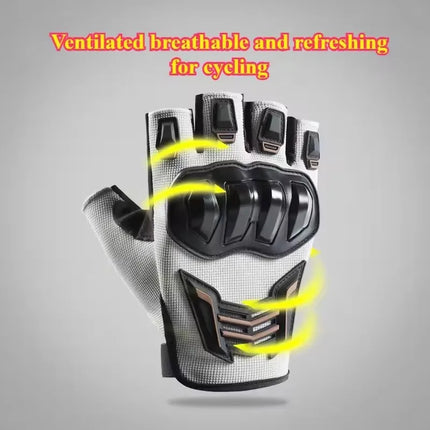 Half Finger Motorcycle Gloves, Breathable Anti-Slip Wear Resistant Anti-Fall Racing Gloves for Outdoor Cycling & Electric Bike