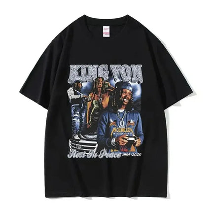 Rapper K-King Von Graphic Print T-Shirts Men Women Streetwear Hip Hop Fashion Cotton Oversized Tops Harajuku Y2K Summer New Tees