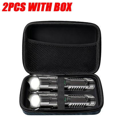Super Bright LED Flashlight USB Rechargeable Torch with Built-in Battery Telescopic Zoom Lantern for Outdoor Hiking Fishing