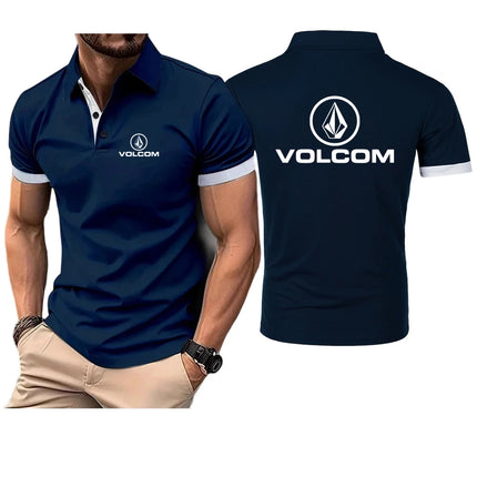 VOLCOM 2025 Men's Fashion Solid Short Sleeved Lapel Polo Shirt Summer Quick-drying Breathable Comfortable Harajuku Top