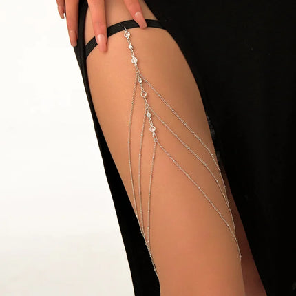 Sexy Summer Bohemian Thigh Chain Simple Body Chains for Women Double-layer Metal Leg Chain Festival Jewelry Accesorios Gift