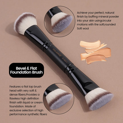 MAANGE 2 In 1 Flat/Angled Double Head Makeup Brushes Foundation Concealer Contour Brush for Blending Loose Powder Liquid Cream