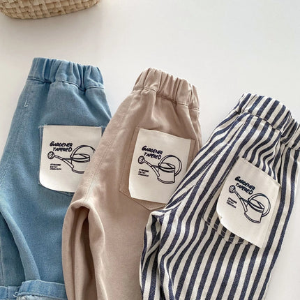 Spring Clothes Children's Pants Casual 0-5 Years Old Korean Soft Denim Children's Clothing Boys Fashion Striped Pants Infant