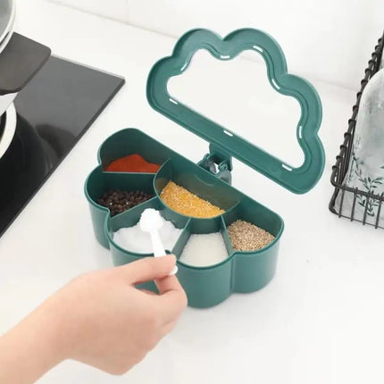 Creative 6 In 1 Cloud-shaped Seasoning Jar Household Moisture-proof Spice Rack Outdoor Camping Seasoning Bottle Kitchen Gadget