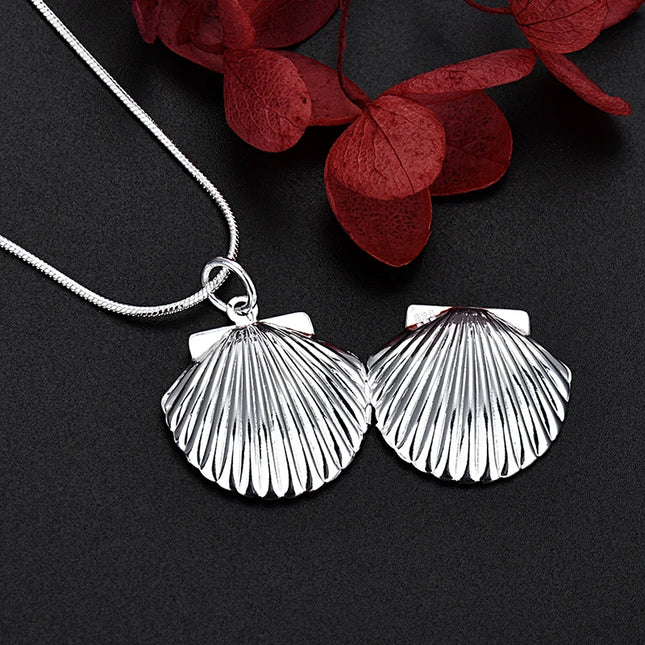 New Arrival 40-75cm 925 Sterling Silver Seashell Photo Locket Necklace Snake Chain For Women Men Wedding Jewelry Wholesale