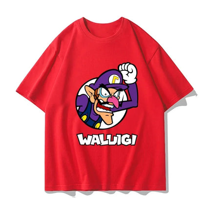 Super Mario Waluigi T-shirt Men and Women Summer Cotton Y2K Clothing Fashion Breathable Anime Fans Short Sleeve Tops Streetwear