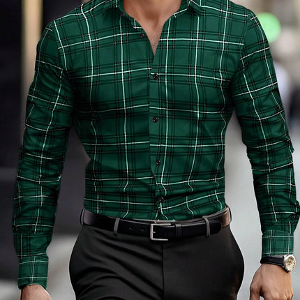 Men's long-sleeved Shirts Casual Shirts Plaid multi-color Pattern Shirts Retro Shirts Autumn And Summer long-sleeved Shirts
