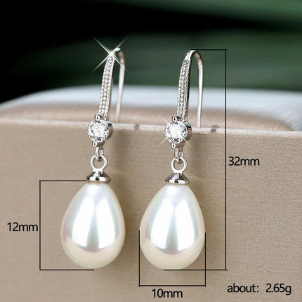 New 925 Sterling Silver Pearl Earrings Personality Charm Shiny Zircon Women Earrings Birthday Gift Fine Jewelry