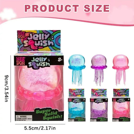 ~_~Needoh Fuzz Ball Jellyfish Squishy Blind Box Random Color Soft Stress Relief Toy Cute Relaxing Squeeze Sensory Toy
