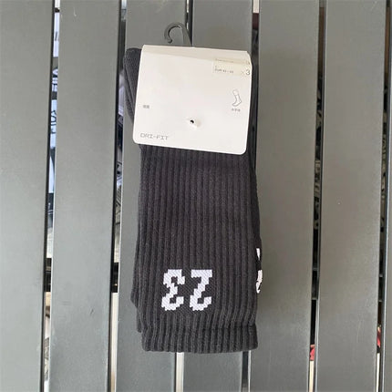 Thickened High-Tube Basketball Socks for Men And Women Towel Bottom Flyer AJ23 Sports Socks Black White Trendy Mid-Length