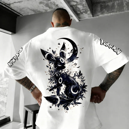 2026 Summer Pokemon Starter Ink Wash Double Sided Print T-Shirt, 100% Cotton Loose Casual Oversized Tee for Adults & Kids Y2k