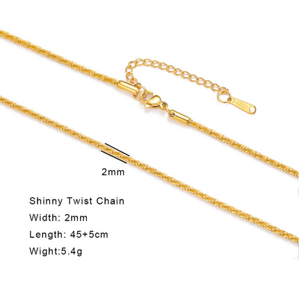 Skyrim Stainless Steel Gold Color Chain Necklace Women Minimalist Cuban Paperclip Twisted Snake Chain Fashion Jewelry Wholesale
