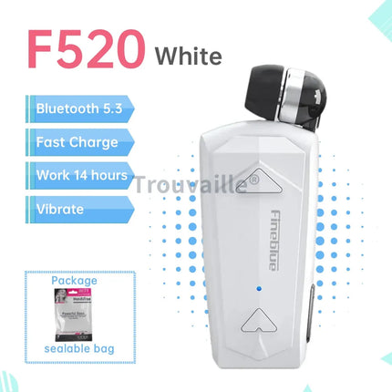 Fineblue F520 Bluetooth Earphones Retractable Auricular Lavalier Clip On Headset For One Ear Hand Free Wireless Lotus Original