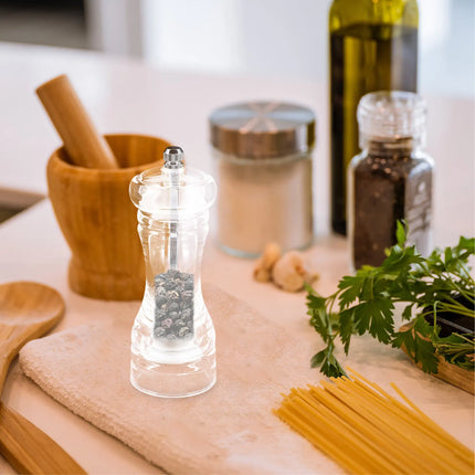 Refillable Manual Pepper and Salt Mill Professional Pepper Grinder Kitchen Gadget Transparent Sturdy High Efficiency Grinding