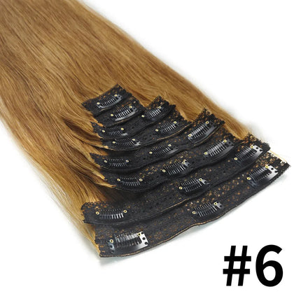 120G/8Pcs Straight Clip Ins 100% Unprocessed Human Hair Extensions Brazilian Remy Virgin Hair Natural Black Full Head For Women