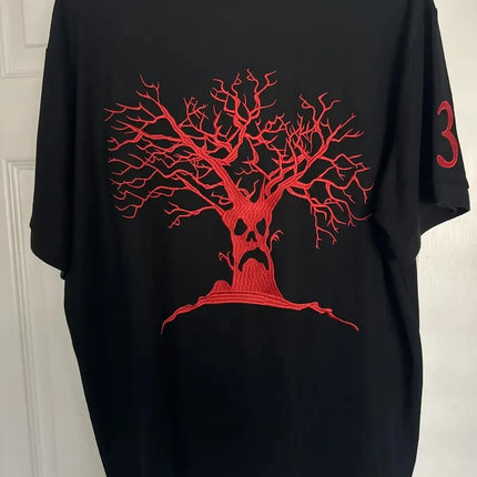 Haunted Mound Polo Shirt America Retro Street Hip Hop Short Sleeve Shirt Y2k Men Casual Embroidery Cotton Top Baseball Clothing