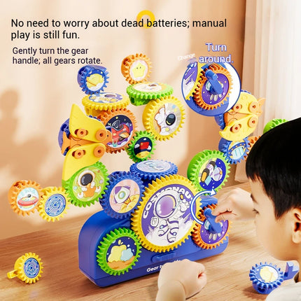 Kids Electric Gears Building Toy Set 3D Rotate Gears Assembly Model STEM Construction Toy Set Kids Educational Toys Xmas Gifts
