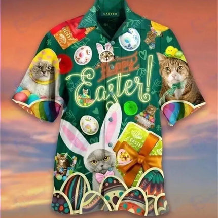 2024 New Animal Crane Pig 3D Printed Men's Hawaiian Shirt Casual Trend Tops Beach Summer Vacation Men And Women 6XL
