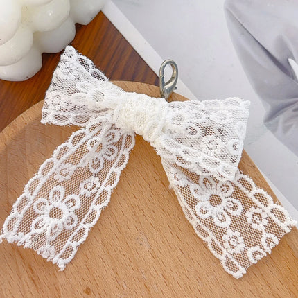 Korean Cute Lace Bow Pearl Beaded Phone Pendant Chain Accessories Aesthetic Ballet Shoes Camera Bag Decoration Keychain Gift