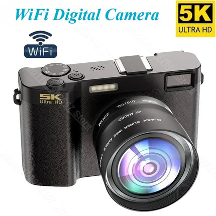 5K Professional Digital Camera Wide Angle Digital Zoom 64MP Camcorder Photography 3 Inch Screen Vlog Video Recorder WIFI Webcam