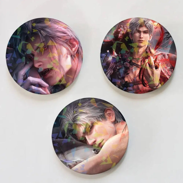 Game Love and Deepspace Sylus Round Laser Badge Brooch Clothes Backpack Accessories Lapel Decoration Gift