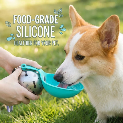 285ML Portable Leak Proof Pet Drinking Pot Outdoor Water Feeding Tool for Walking Pet 304 Stainless Steel Foldable Silicone Sink