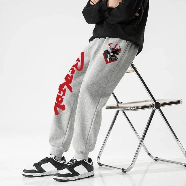 Men's Berserk Animated Printed Sportswear Pants Sports Jogging Pants Casual Polar Lining Pocket Pants