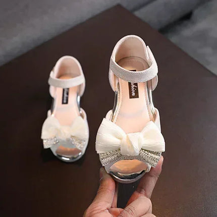 Summer New Style Children's Sandals Girls Fashion Rhinestone Flower Princess Shoes Little Girls Soft Soled Dance Shoes Girls