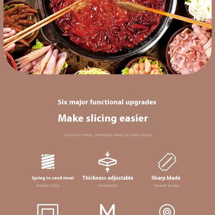 GIANXI Mutton Roll Slicer Machine Stainless Steel Meat Slicer Beef Thin Slice Frozen Meat Household Barbecue Hot Pot Cooking