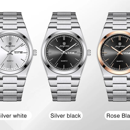 PAAZOMU Luxury Quartz Men's Wristwatch Sport Men Watches Waterproof Luminous Date Week Stainless Steel Men's Watch Male Reloj+box