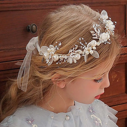 Pearl Flower Wreath Headband Girls Bridal Elegant Crowns Hair Headdress Bride Garland Head Hoop Wedding Headbands Hair Jewelry