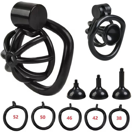 New 2026 Male Penis Chastity Cage Set Small Chastity Cage 5 Cock Rings With Urethral Sound Plug Penis Bondage Slave Man Sex Toy