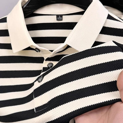 Summer Men's Short Sleeve Striped Polo Shirts Korean Fashion Casual Lapel Tee Shirt Man 2026 Golf Wear New Youth polos homme