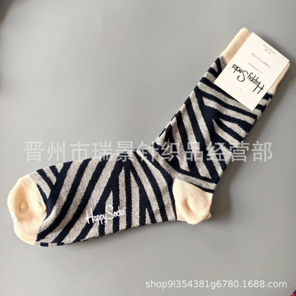 High Quality Fashionable Men's Mid-Calf Cotton Socks HappySocks New Arrival Suitable for All Seasons Swedish Design