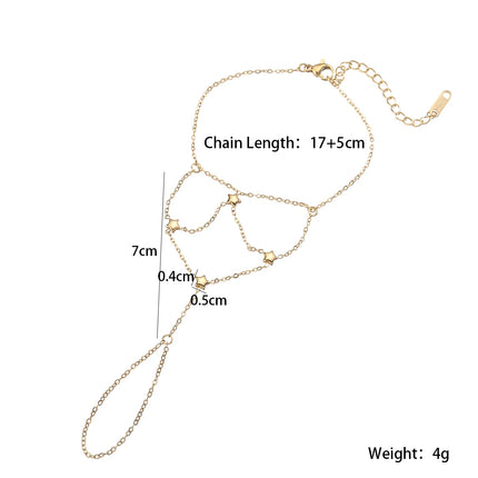 Minimalist 18K Gold Plated Stainless Steel Hand Chain Starry Sky Finger Hand Bracelet Waterproof Fashion Women Jewelry