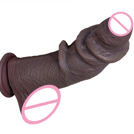 Long Foreskin Dildo Black Soft Lifelike Dildos Realistic Skin Big Silicone Penis Anal Suction Cup Dick Adult Sex toys For Women