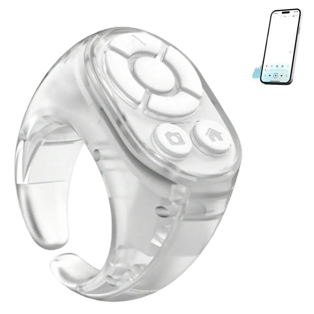 Transparent Scrolling Ring Remote for TikTok YouTube Instagram Video Scroller Page Turner Clicker Bluetooth Camera Shutter
