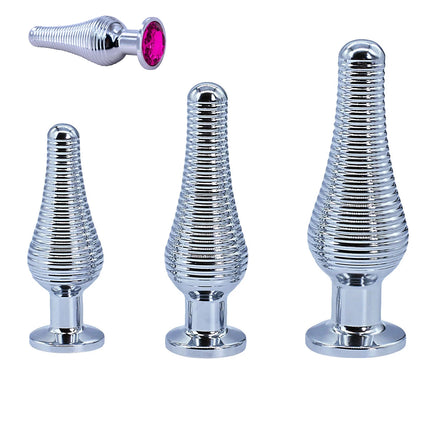 Thread Surface Silvery Stainless Steel Anal Plug Crystal Base Butt Plug Sex Toys For Women Men Adult Toys Anal Toys Sex Shop