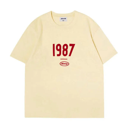 summer new Hot figure Simplicity Numbers 1987 print cotton men's and women's T-shirts Fashion casual shopping shirt short sleeve