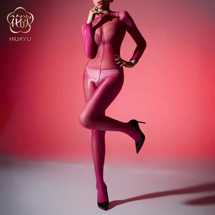 Oil Shiny Pantyhose Bodysuits Women Sexy 1D Ultra Thin Stockings Jumpsuits Erotic Lingerie Bodystockings Lady Glossy Catsuits