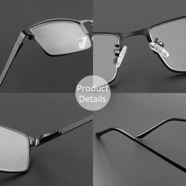 Photochromic Progressive Multifocal Reading Glasses Men Women Anti-Blue Light Computer Work Metal Eyewear Frame Chameleon UV