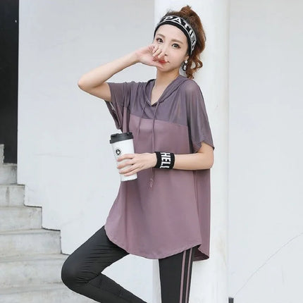 Women Sports Shirts Gym Workout Vest Hoodies Hooded Loose Yoga Running Fitness Sleeveless T-shirt Girls Jogging Tank Tops Blouse