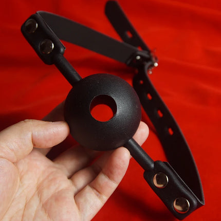 Silicone Ball Gag With Drool Hole,Slave BDSM Mouth Gags Harness,Submissive Bondage Restraints,Sex Games Toys for Couples