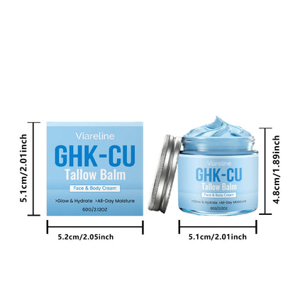 GHK-Cu Copper Peptide Tallow Balm Face Cream Hydrating Neck Moisturizer Body Skin Care Natural Vitamin E Honey Nourishing Lotion