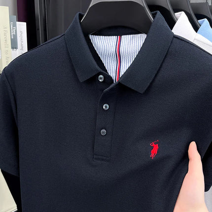 100% pure cotton high-end brand men's short sleeve polo shirt, summer fashion, original pony embroidery, golf polo, casual T-shirt