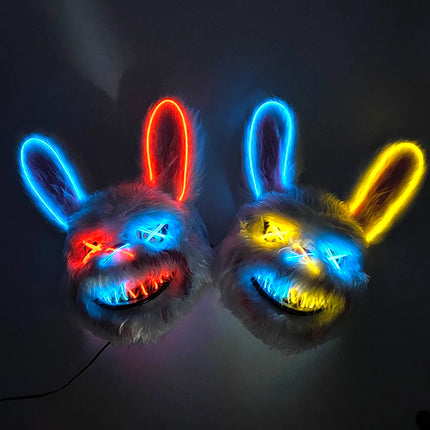 Halloween Light Up Horror Mask Glowing Bloody Bear Killer Mask Flashing Neon Scary Bear Mask for cosplay mask purim props