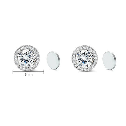 ZAKOL New 1 Pair Buling Cubic Zirconia Stainless Steel Magnetic Ear Clip Simple Fashion No Piercing Stud Earrings for Women Men
