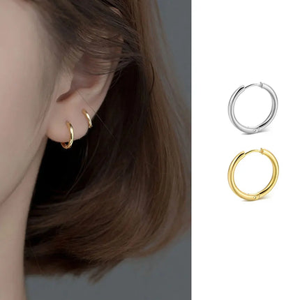1 pair Women/Man Stainless Steel Small Hoops Earring Piercing Ear Cartilage Tragus Simple Thin Circle Anti-allergic Ear Buckle