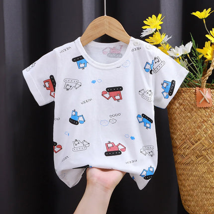 Cute Dinosaur Kids Girl Clothes T-shirt for Korean Children's Clothes 2025 Cotton Bear Baby Tops Car Boy T-shirts Clothing